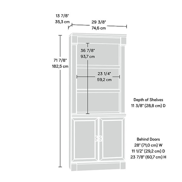 Sauder Palladia Library W/doors Glacier Oak , Three adjustable shelves provide versatility - 432729