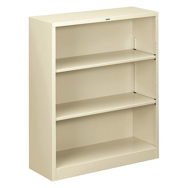 Hon Metal Bookcase, Three-Shelf, 34-1/2w x 12-5/8d x 41h, Putty - HS42ABC.L