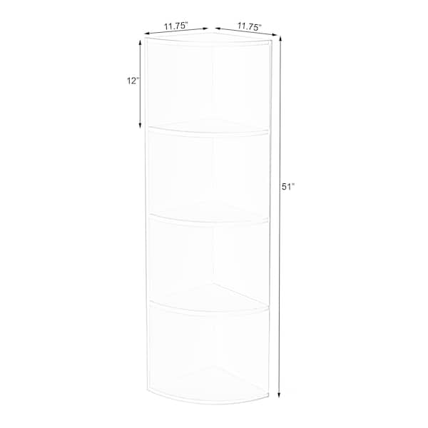 Basicwise Durable 4-Tier Wooden Corner Bookshelf, Perfect for Tiny Home, Shelves for Bedroom, Classroom, Black - QI003553.BK