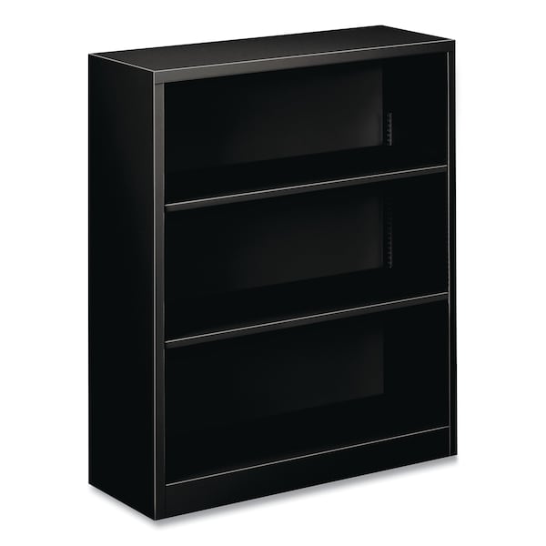 Hon Metal Bookcase, Three-Shelf, 34.5w x 12.63d x 41h, Black - HS42ABC.P