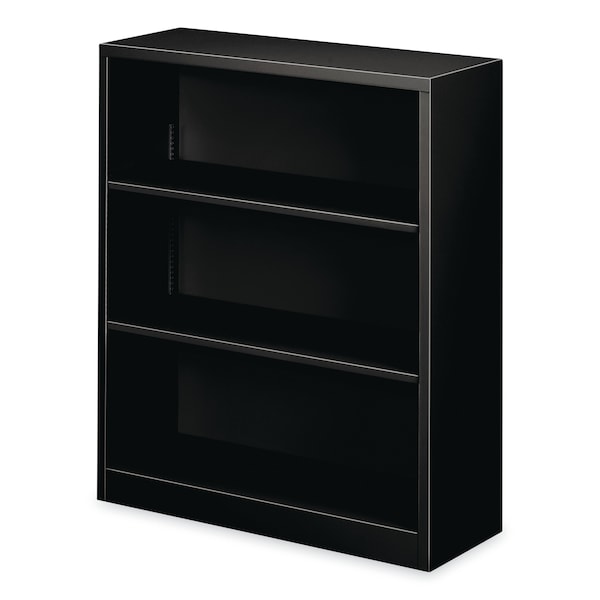 Hon Metal Bookcase, Three-Shelf, 34.5w x 12.63d x 41h, Black - HS42ABC.P