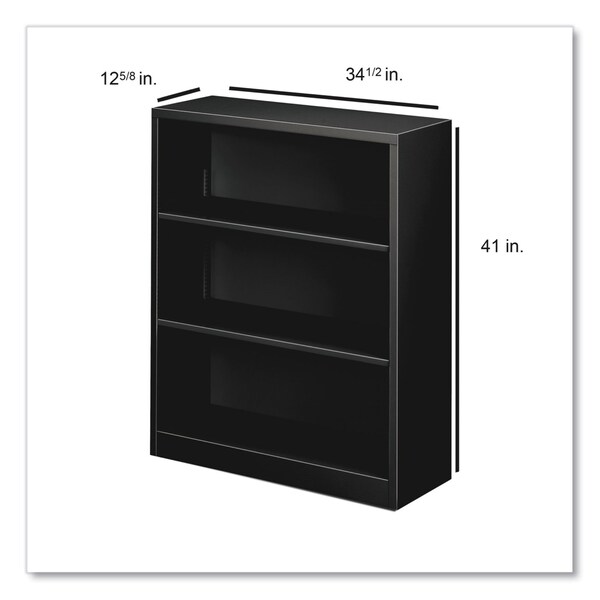 Hon Metal Bookcase, Three-Shelf, 34.5w x 12.63d x 41h, Black - HS42ABC.P