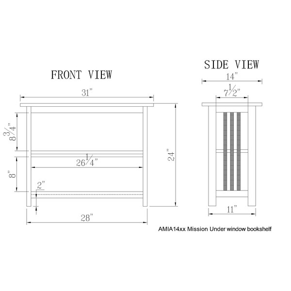 Alaterre Furniture Mission Under Window Bookshelf, Espresso - AMIA14P0