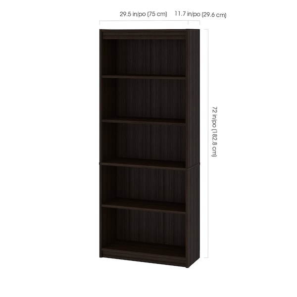 Bestar Universel 30W Standard Bookcase, Dark Chocolate - 65715-000079