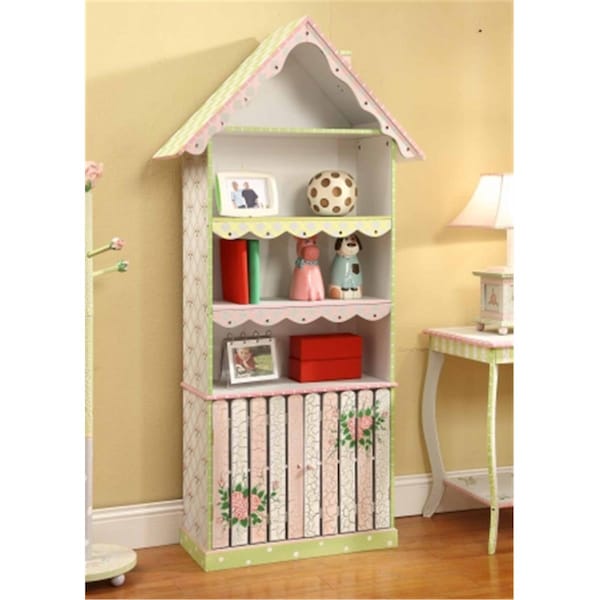Teamson Design Girls Bookcase with Cabinet - Crackled Rose Room Collection - W-6927A