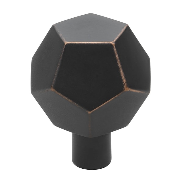 Gliderite Hardware 1-1/2 in. Faceted Knob Oil Rubbed Bronze, 5PK - 5826-ORB-5