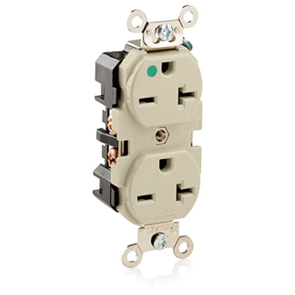 Receptáculo Leviton, 20 A Amperios, 250VCA, Salida Doble, 6-20R, Marfil - 8400-I