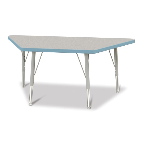 Jonti-Craft Berries Trapezoid Activity Tables, 24 in. x 48 in., E-height, Freckled Gray/Coastal Blue/Gray - 6438JCE131
