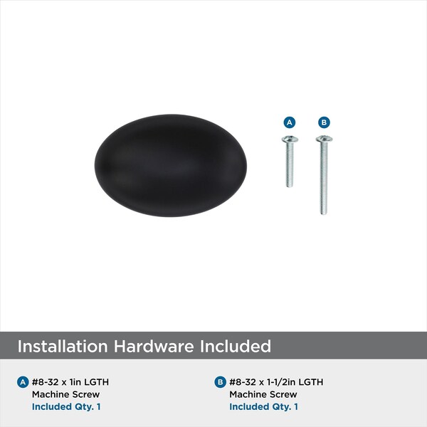 Amerock Vaile 1-3/8 in 35 mm Length Flat Black Cabinet Knob, 10PK - 10BX53014FB