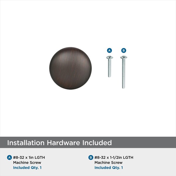 Amerock Edona 1-1/4 in 32 mm Diameter Oil-Rubbed Bronze Cabinet Knob, 10PK - 10BX53005ORB