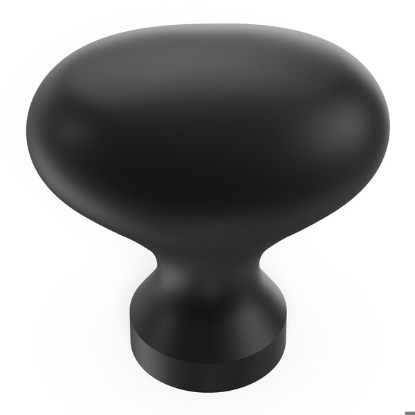 Hickory Hardware Williamsburg Collection Knob 1-1/4 Inch X 13/16 Inch  Matte Black Finish - P3054-MB