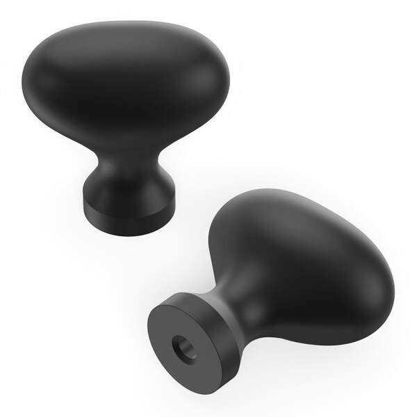 Hickory Hardware Williamsburg Collection Knob 1-1/4 Inch X 13/16 Inch  Matte Black Finish - P3054-MB