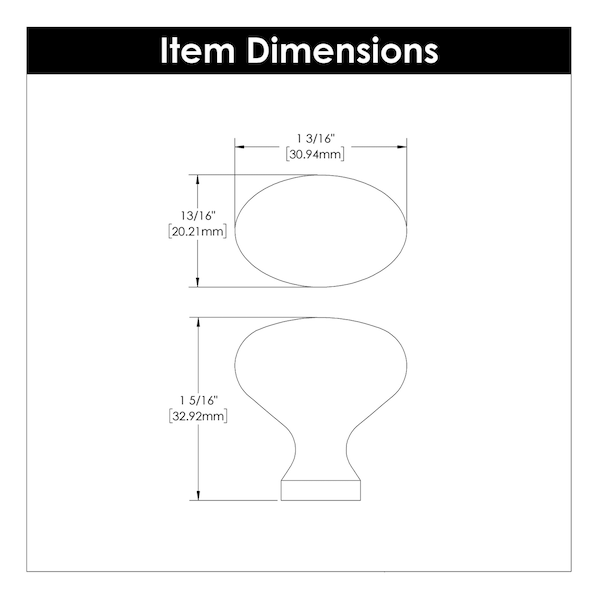 Hickory Hardware Williamsburg Collection Knob 1-1/4 Inch X 13/16 Inch  Matte Black Finish - P3054-MB