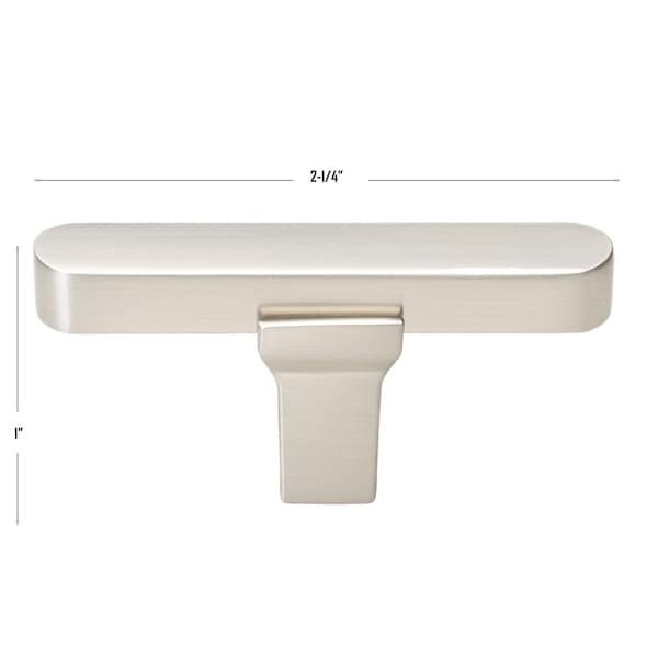 Gliderite Hardware 2-1/4 in. Center to Center Solid Flat T Knob Satin Nickel, 5PK - 4842-T-SN-5