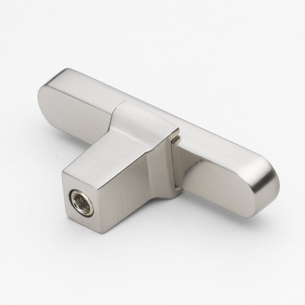 Gliderite Hardware 2-1/4 in. Center to Center Solid Flat T Knob Satin Nickel, 5PK - 4842-T-SN-5