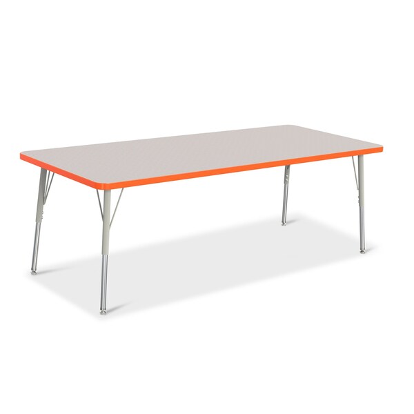 Jonti-Craft Berries Rectangle Activity Table, 30 in. x 72 in., A-height, Freckled Gray/Orange/Gray - 6413JCA114