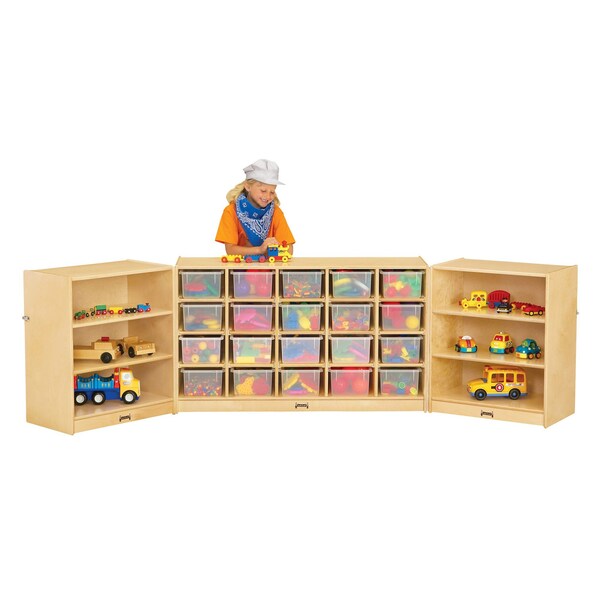 Jonti-Craft 20 Cubbie-Tray Triple Fold-n-Lock, with Clear Trays - 03230JC