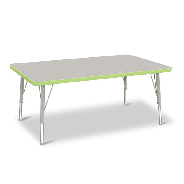 Jonti-Craft Berries Rectangle Activity Table, 30 in. x 48 in., E-height, Freckled Gray/Key Lime/Gray - 6473JCE130