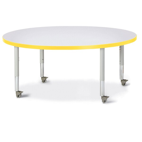 Jonti-Craft Berries Round Activity Table, 48 in. Diameter, Mobile, Freckled Gray/Yellow/Gray - 6433JCM007