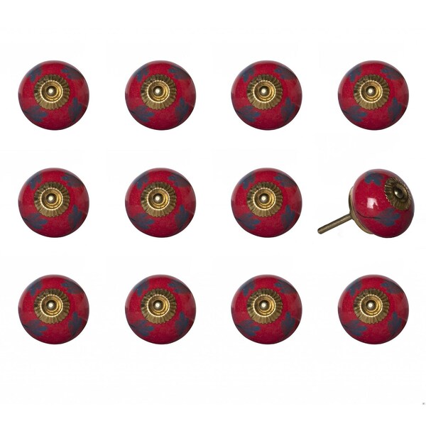 Homeroots Multi Color Ceramic & Metal Knob; 1.5 x 1.5 x 1.5 in. - Pack of 12 - 358090