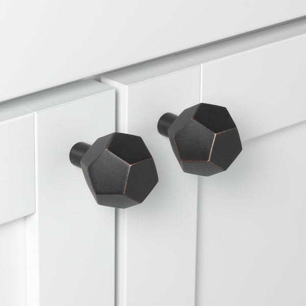 Gliderite Hardware 1-1/2 in. Faceted Knob Oil Rubbed Bronze, 10PK - 5826-ORB-10