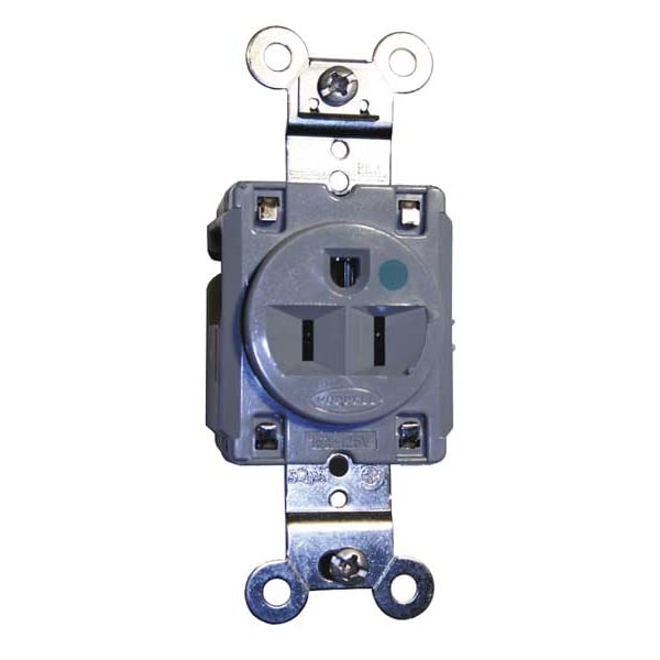 Receptáculo Hubbell, 20 A amperios, 125V CA, montaje al ras, toma sencilla, 5-20R, gris - HBL8310GY