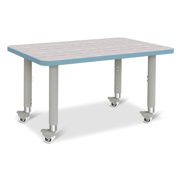 Jonti-Craft Berries Rectangle Activity Table, 24 in. x 36 in., Mobile, Driftwood Gray/Coastal Blue/Gray - 6478JCM452