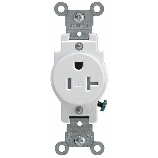 Receptáculo Leviton, 20 amperios, 125VCA, un solo enchufe, 5-20R, blanco - T5020-W