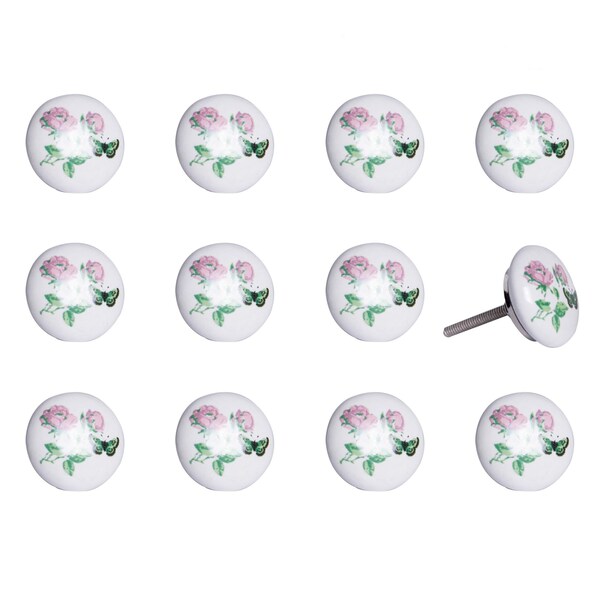 Homeroots Multi Color Ceramic & Metal Knob; 1.5 x 1.5 x 1.5 in. - Pack of 12 - 358079