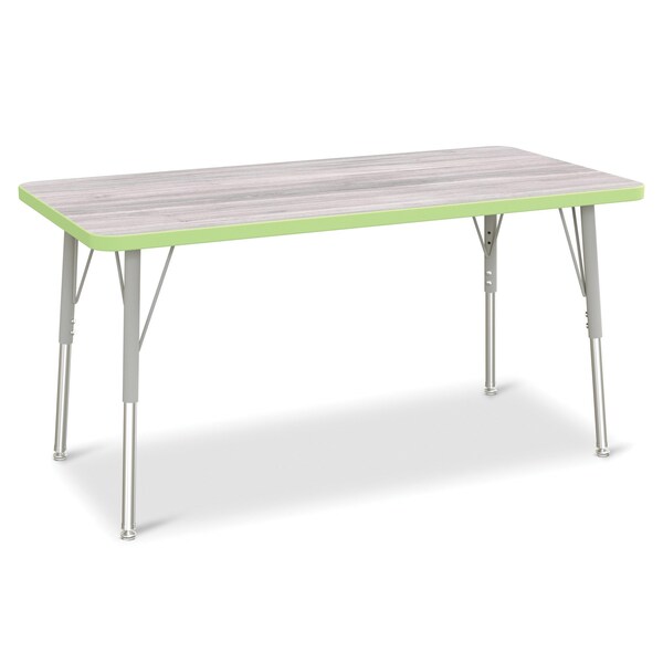 Jonti-Craft Berries Rectangle Activity Table, 24 in. x 48 in., A-height, Driftwood Gray/Key Lime/Gray - 6403JCA451