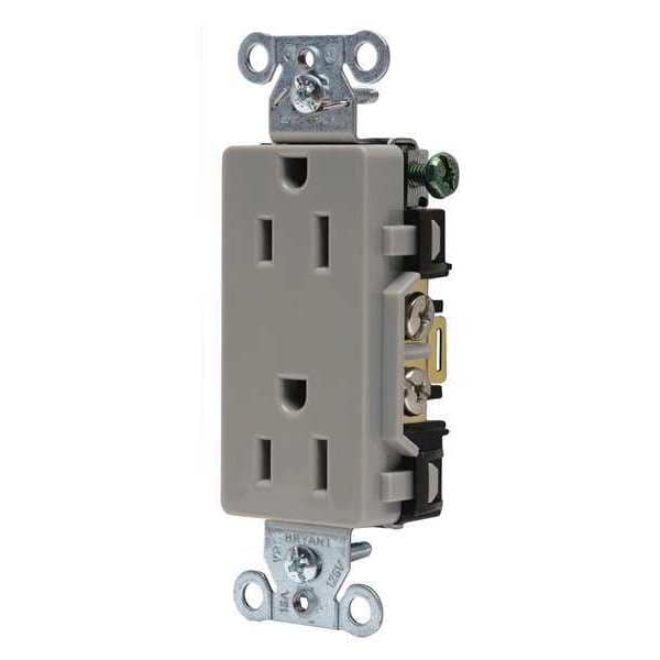 Receptáculo Zoro Select, 15 amperios, 125V CA, Montaje al Ras, Salida Dúplex Decorativa, 5-15R, Gris - DRS15GRY