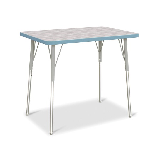 Jonti-Craft Berries Rectangle Activity Table, 24 in. x 36 in., A-height, Driftwood Gray/Coastal Blue/Gray - 6478JCA452