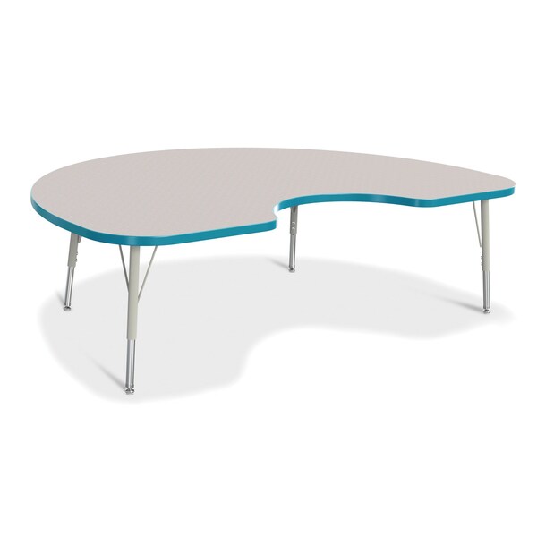 Jonti-Craft Berries Kidney Activity Table, 48 in. x 72 in., E-height, Freckled Gray/Teal/Gray - 6423JCE005