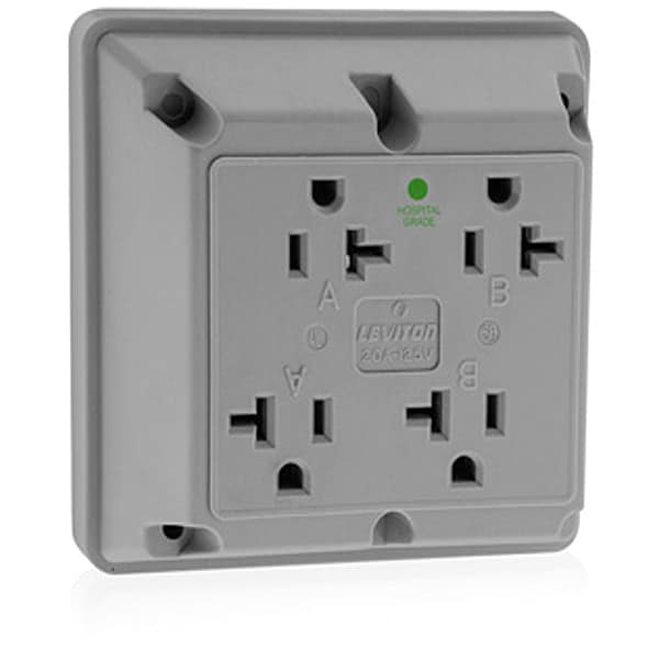 Receptáculo Leviton, 20 A Amperios, 125VCA, Salida Cuádruple, 5-20R, Gris - 21254-HGY