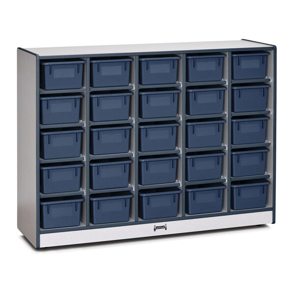 Jonti-Craft Rainbow Accents 25 Cubbie-Tray Mobile Storage, with Trays, Navy - 0426JCWW112