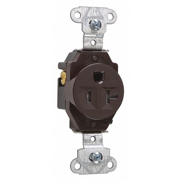 Receptáculo Legrand, 20 amperios, 125V CA, montaje al ras, toma sencilla, 5-20R, café - TR5351