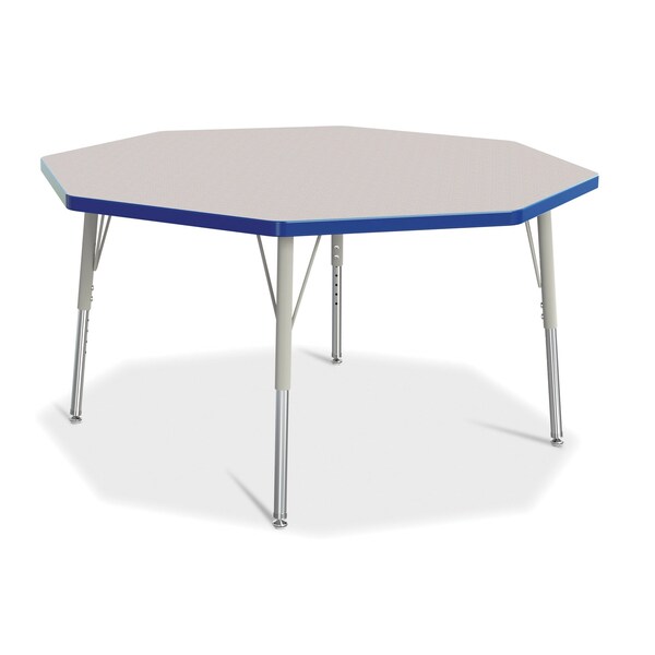 Jonti-Craft Berries Octagon Activity Table, 48 in. x 48 in., E-height, Freckled Gray/Blue/Gray - 6428JCE003