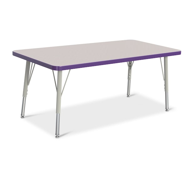 Jonti-Craft Berries Rectangle Activity Table, 24 in. x 48 in., E-height, Freckled Gray/Purple/Gray - 6403JCE004