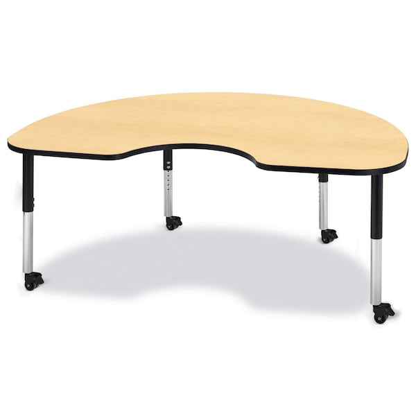 Jonti-Craft Berries Kidney Activity Table, 48 in. x 72 in., Mobile, Maple/Black/Black - 6423JCM011