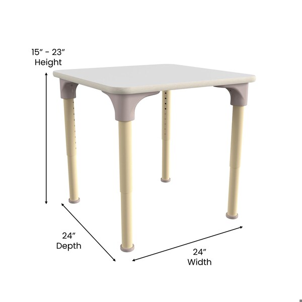 Flash Furniture 24 in W, 24 in L, 23 in H, Beechwood, Birch Plywood, Steel, Beech/White - MK-ME088024-GG