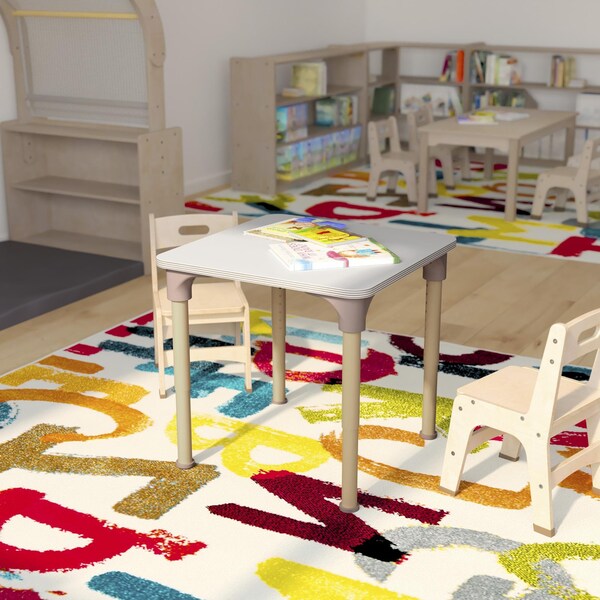 Flash Furniture 24 in W, 24 in L, 23 in H, Beechwood, Birch Plywood, Steel, Beech/White - MK-ME088024-GG
