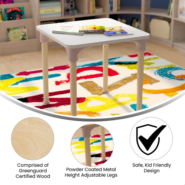 Flash Furniture 24 in W, 24 in L, 23 in H, Beechwood, Birch Plywood, Steel, Beech/White - MK-ME088024-GG