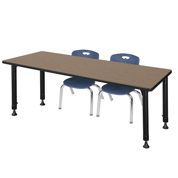 Regency Kee Adjustable Classroom Table W/ 2 Andy Stack Chairs, 72 in W, 30 in L, Noble Oak - MT7230NOAPBK45NV