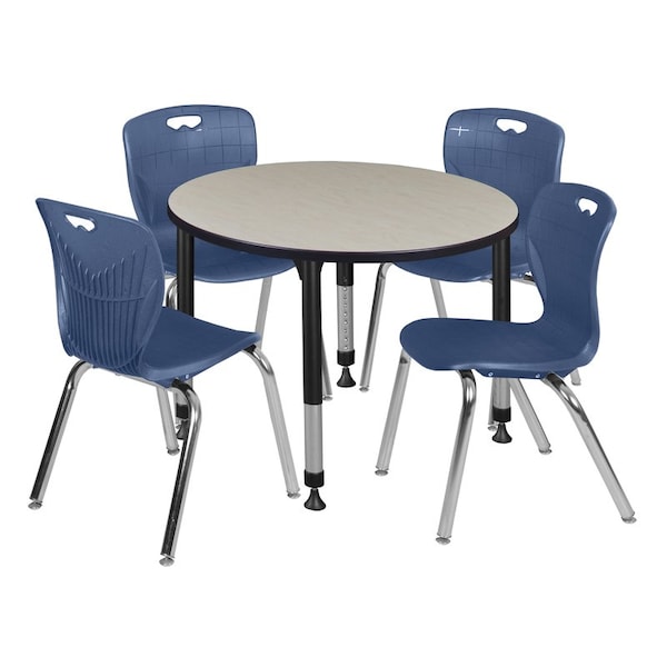 Regency Tables > Height Adjustable > Round Table & Chair Sets, 42 W, 42 L, 23-34 H, Maple - TB42RNDPLAPBK40NV