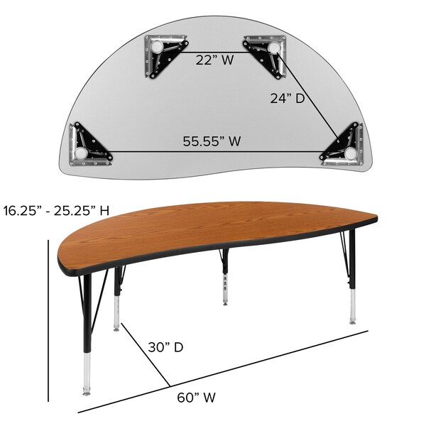 Flash Furniture 86" Oval Wave Oak Table Set-14" Stack Chairs - XU-GRP-14CH-A3060CON-60-OAK-T-P-GG