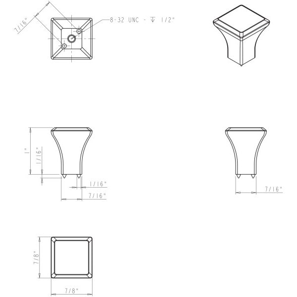 Jeffrey Alexander 7/8" Overall Length Polished Chrome Square Marlo Cabinet Knob - 972S-PC