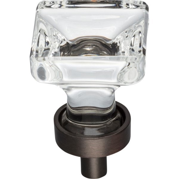 Jeffrey Alexander 1" Overall Length Brushed Oil Rubbed Bronze Square Glass Harlow Cabinet Knob - G140DBAC