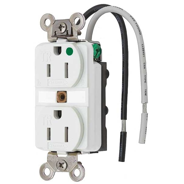 Contacto doble Hubbell de 15A 125VAC 5-15R WH - HBL8200SGWA