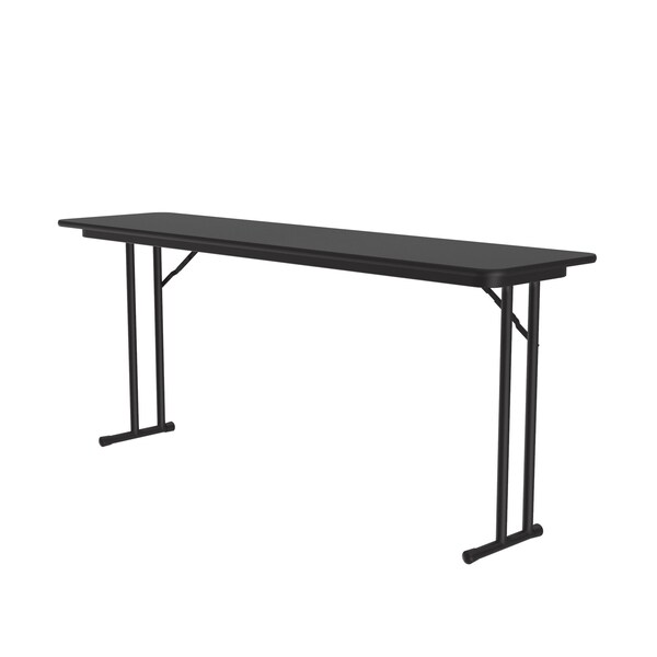 Correll Rectangle Off Set Leg Folding Seminar Training Table, 18" W, 96" L, 29" H, Black Granite - ST1896PX-07