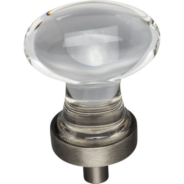 Jeffrey Alexander 1-1/4" Overall Length Brushed Pewter Football Glass Harlow Cabinet Knob - G110BNBDL
